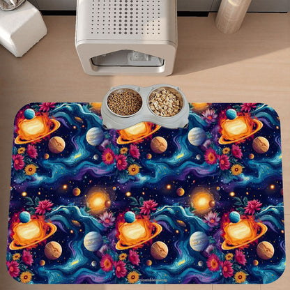 12 Galaxy / Outer Space Designs, Waterproof Pet Food Mat