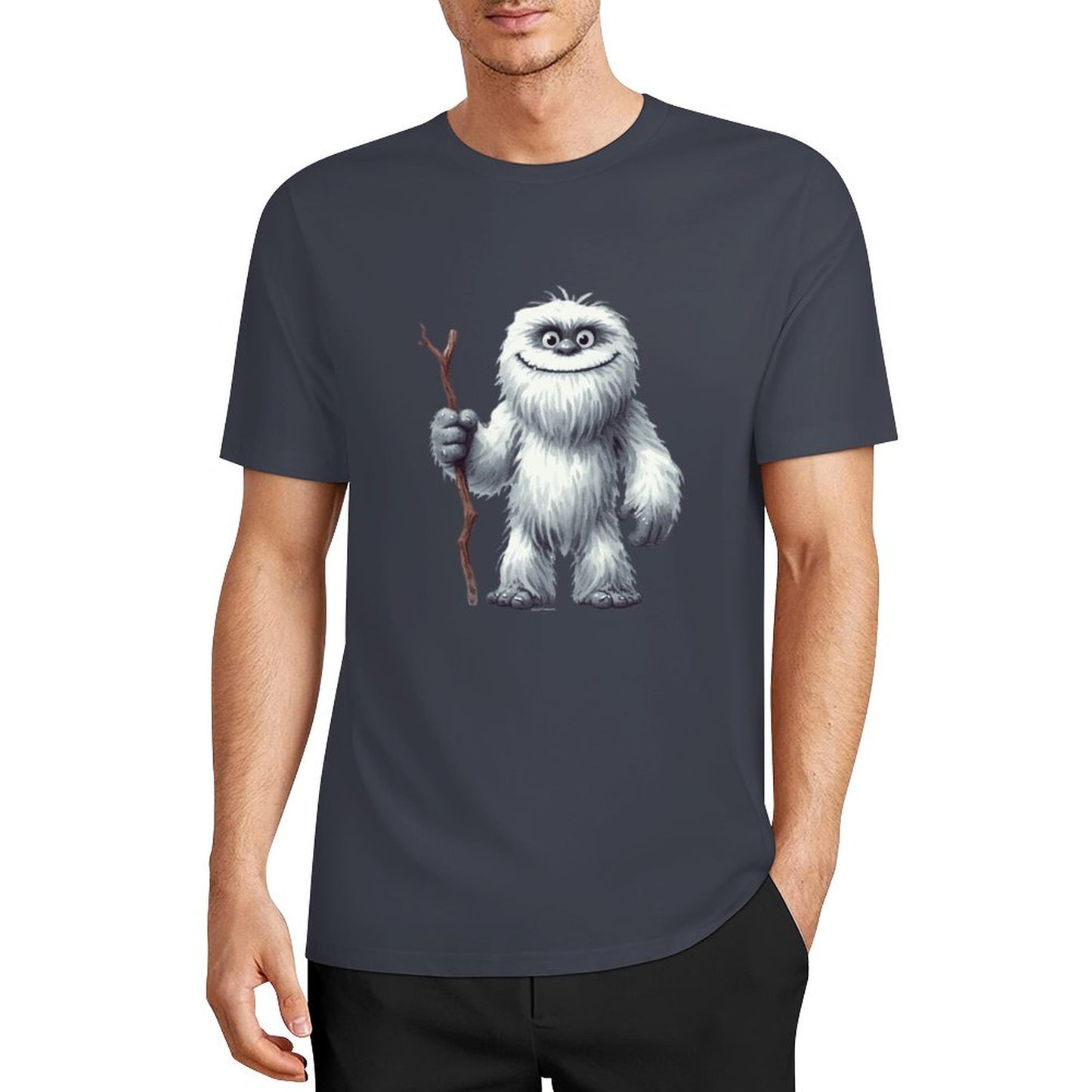 Bigfoot - Sasquatch Yeti Stick Short Sleeve Cotton T-Shirt