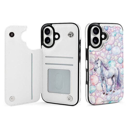 Unicorn, iPhone 16 Faux Leather Wallet Case