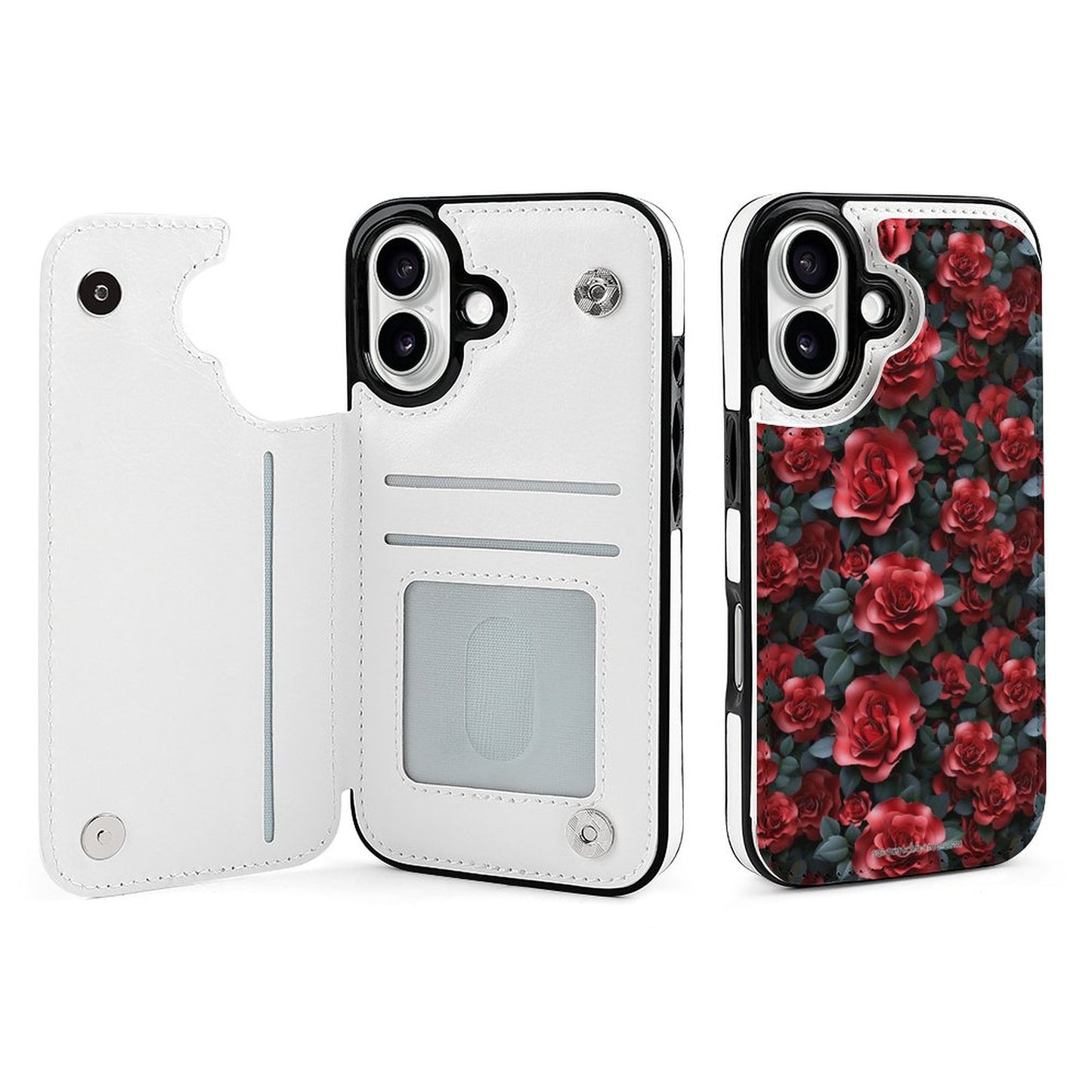 10 Beautiful Flower Designs, iPhone 16 Faux Leather Wallet Case