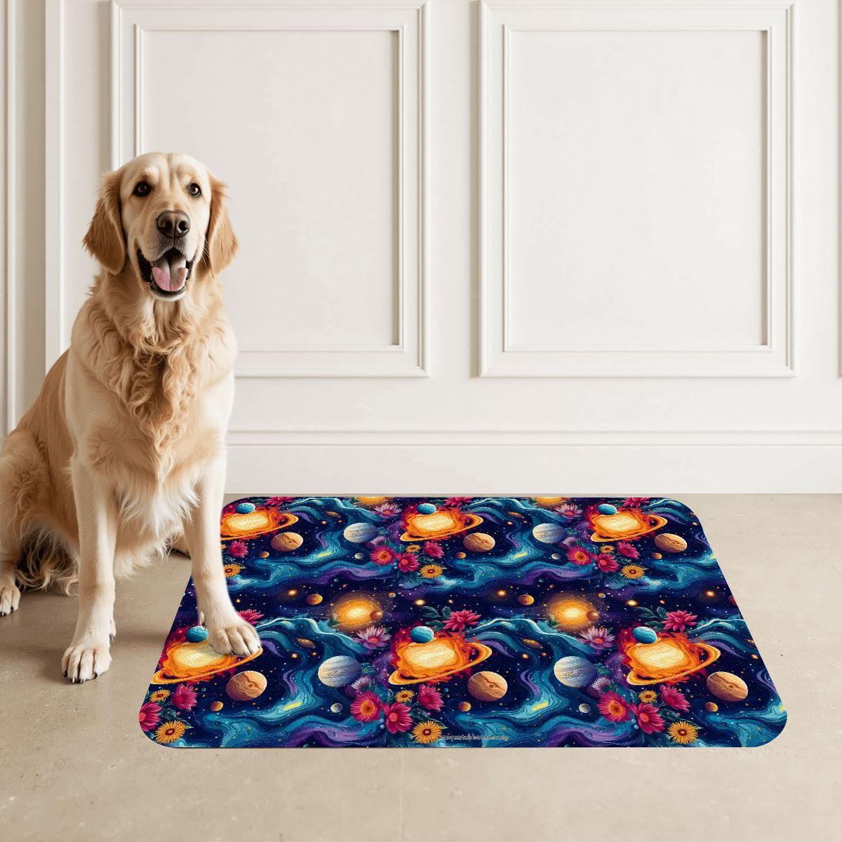12 Galaxy / Outer Space Designs, Waterproof Pet Food Mat