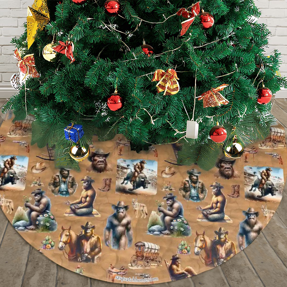20 Bigfoot Sasquatch Designs, Plush Christmas Tree Skirt