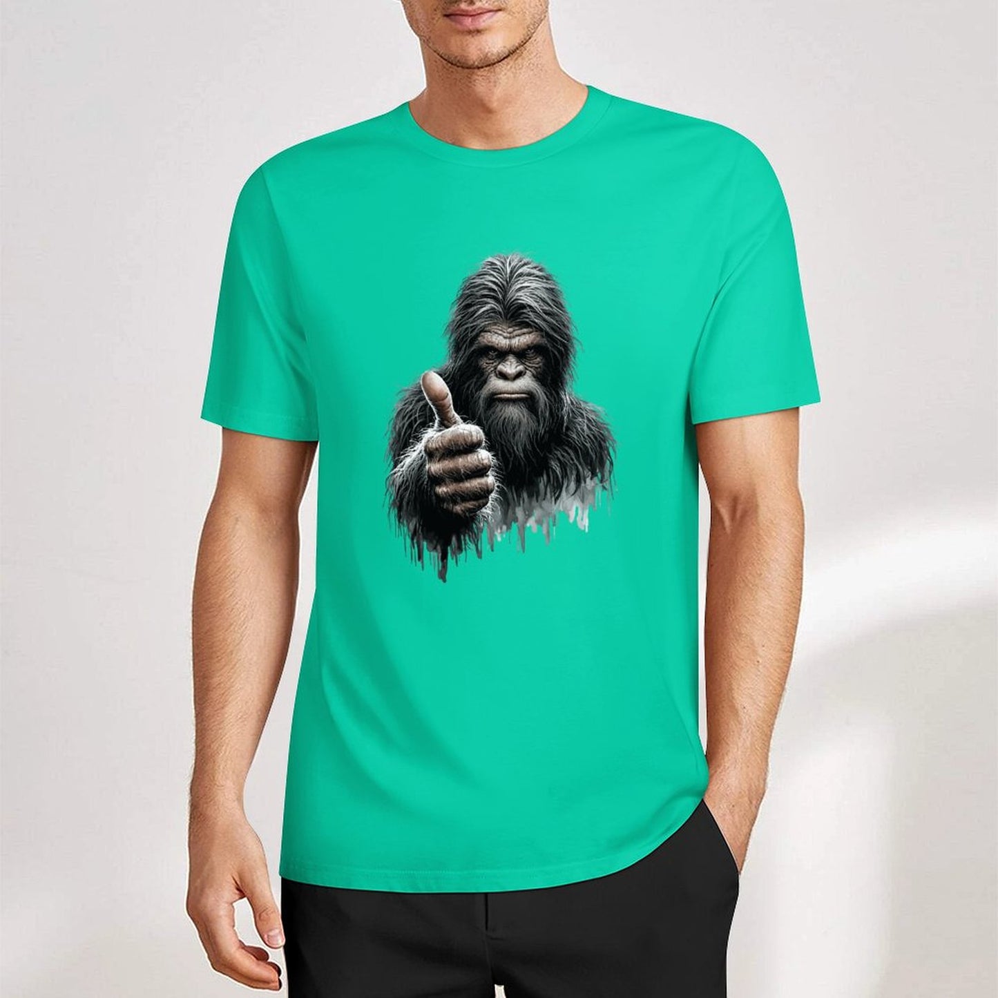 Bigfoot - Sasquatch Thumbs Up Short Sleeve Cotton T-Shirt