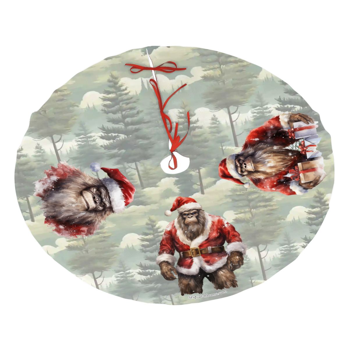Traditional Sasquatch Bigfoot, Plush Christmas Tree Skirt – 3 Sizes