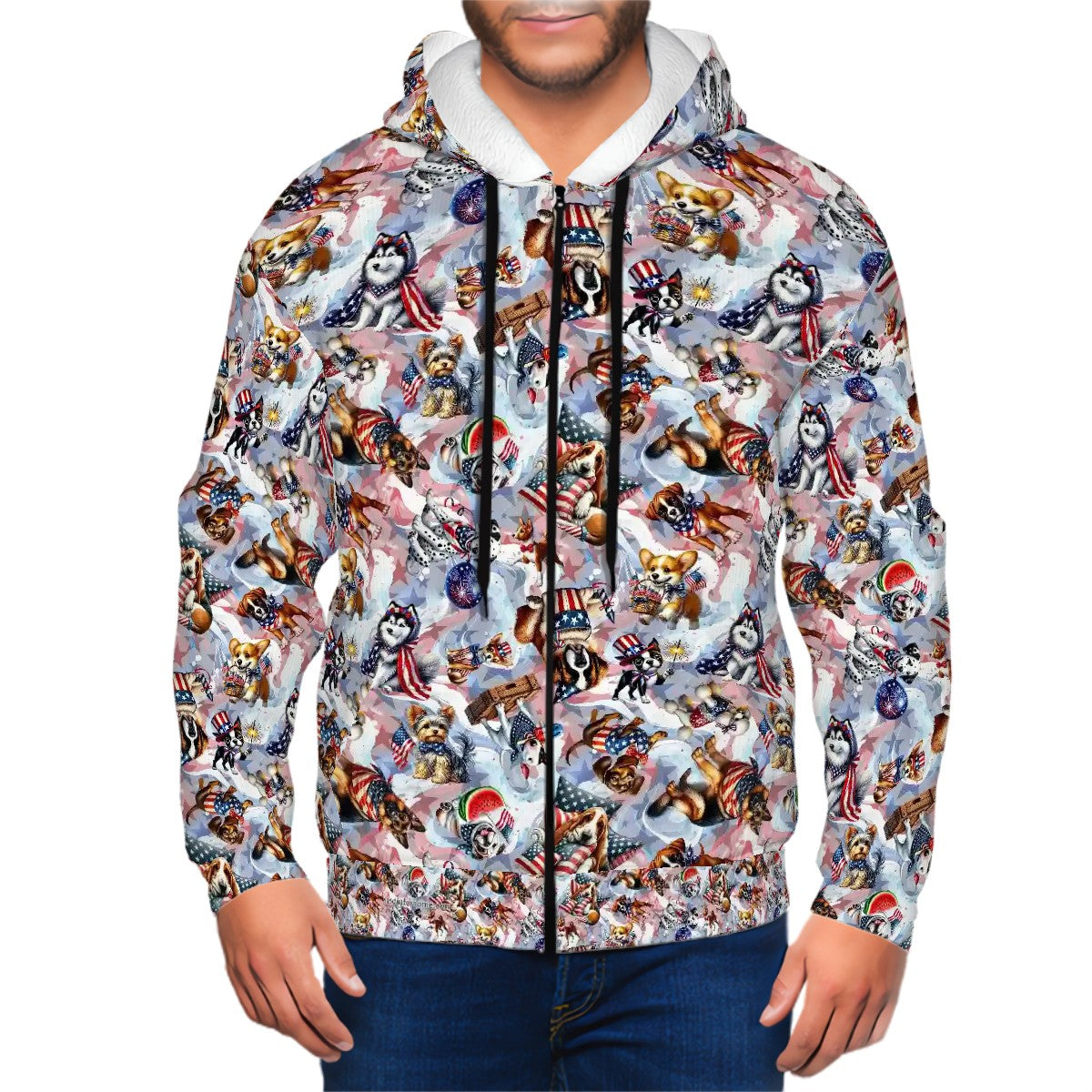 8 Patriot Designs, Adult Zip Up Hoodie