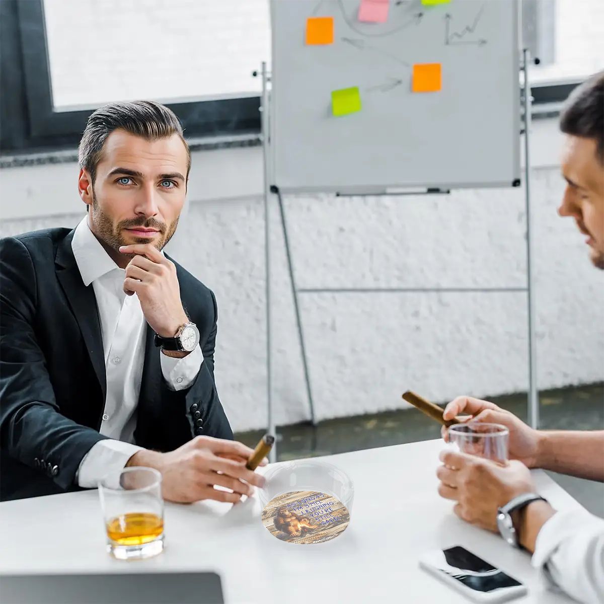 3 .3" Round, Lead Free Glass Ashtray - Bigfoot, Sasquatch "As long as I'm..."