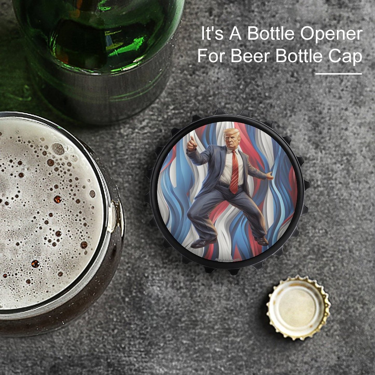 Donald Trump Dancing, 3” Magnetic Can Opener / Coaster / Fridge Decor