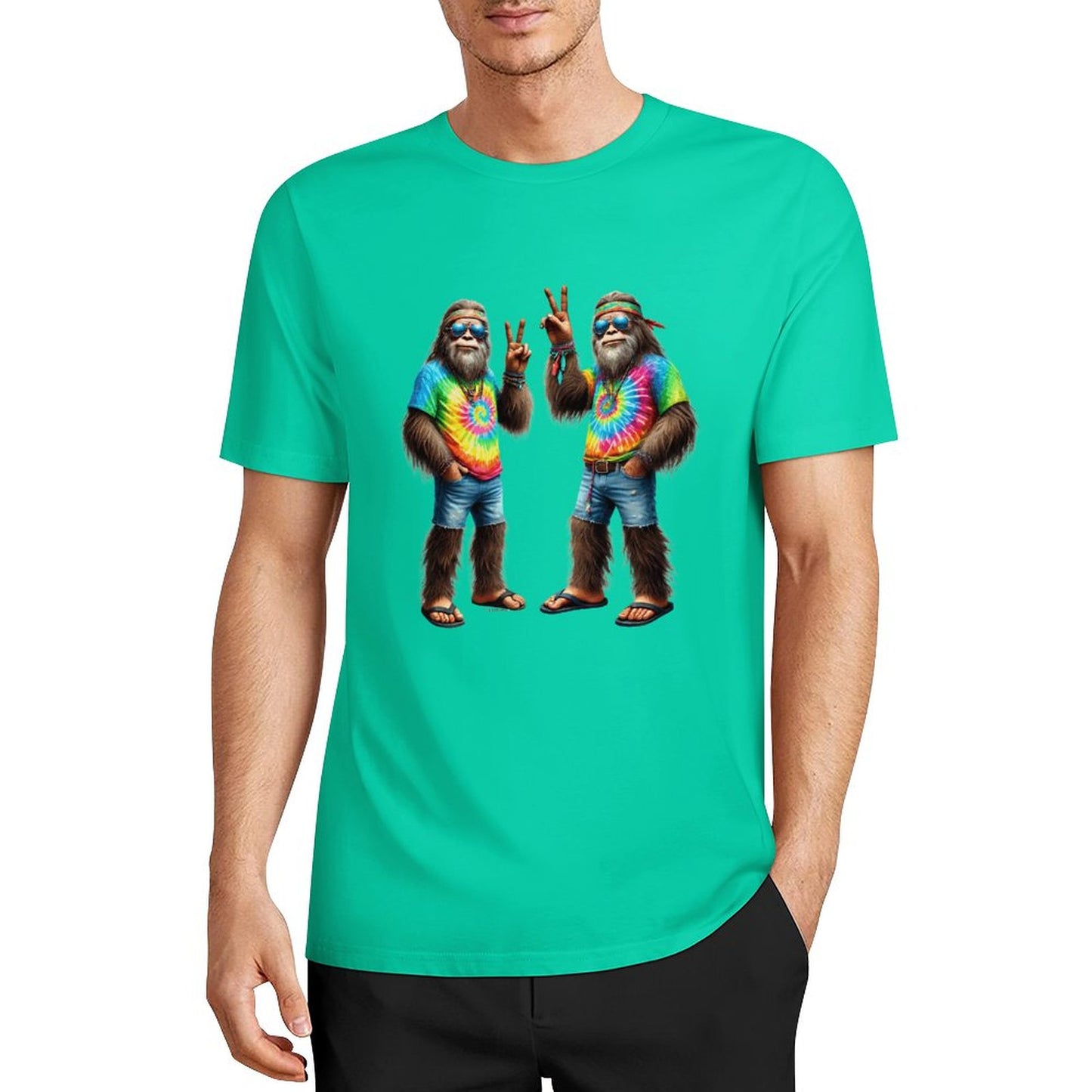 Bigfoot - Sasquatch Hippie Sasquatches Short Sleeve Cotton T-Shirt