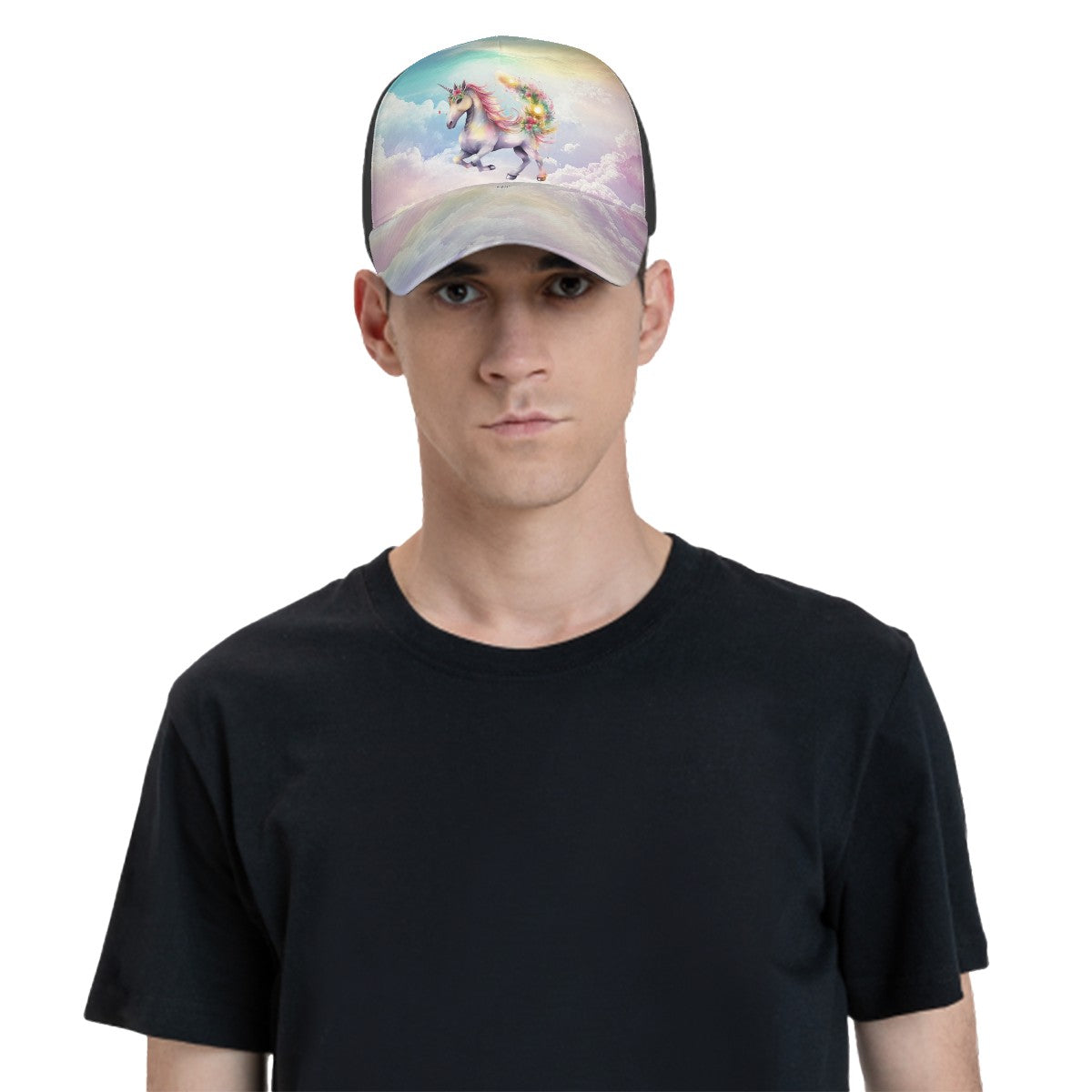 Unicorn on Rainbow clouds, Baseball Cap, Polyester Twill