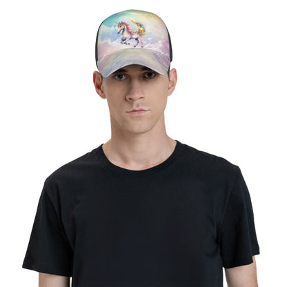 Unicorn on Rainbow clouds, Baseball Cap, Polyester Twill