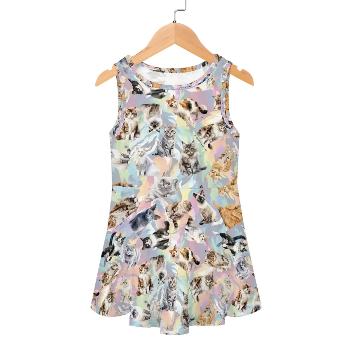 Animal Themed Girls Polyester Sleeveless Dress, Cats, dogs, turtles, cows, pigs + more