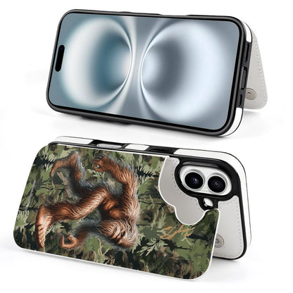 Bigfoot / Sasquatch in Woods, iPhone 16 Faux Leather Wallet Case