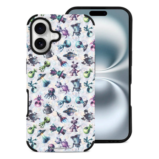 6 Alien Designs, Microfiber iPhone 16 Cases