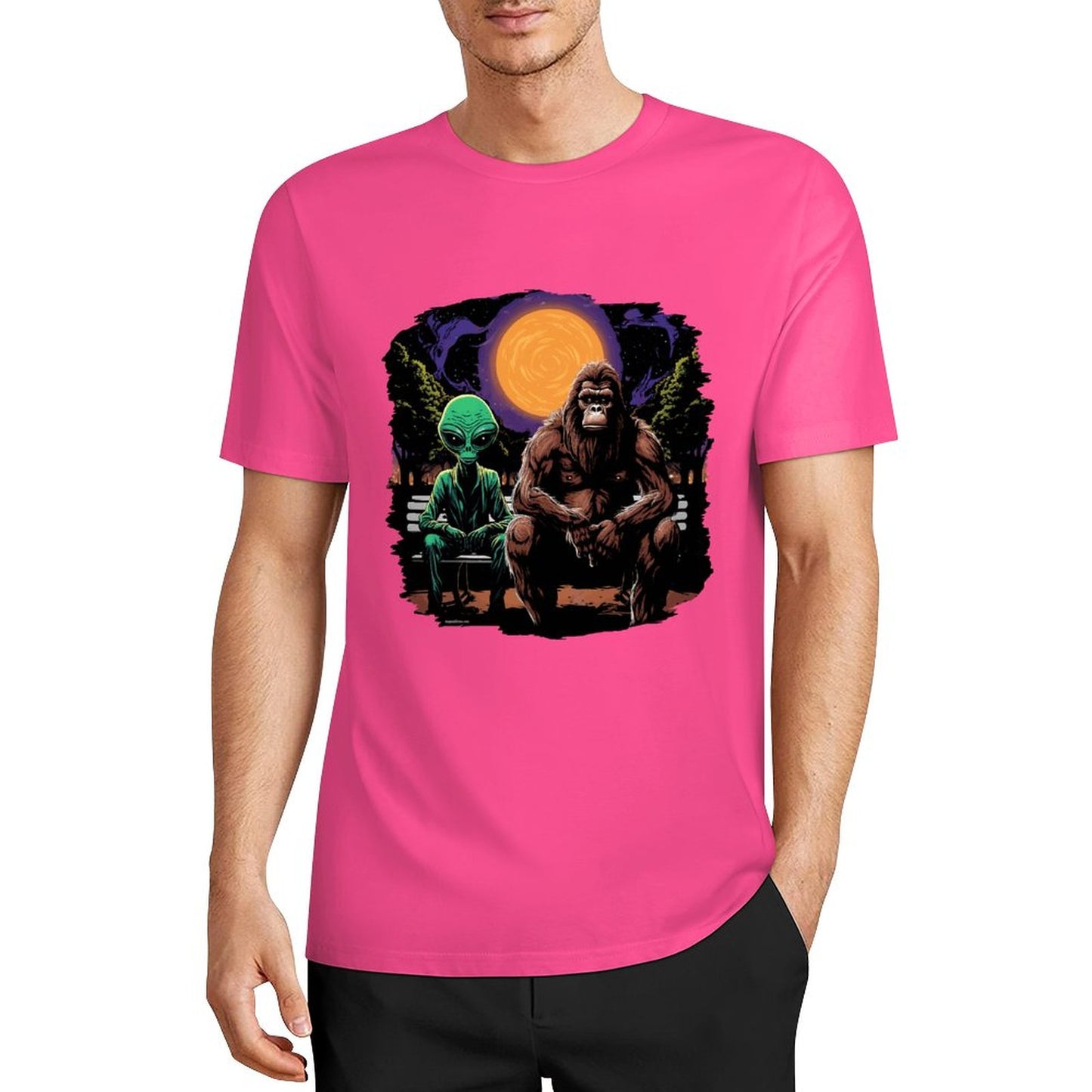 Bigfoot - Sasquatch & Alien Short Sleeve Cotton T-Shirt