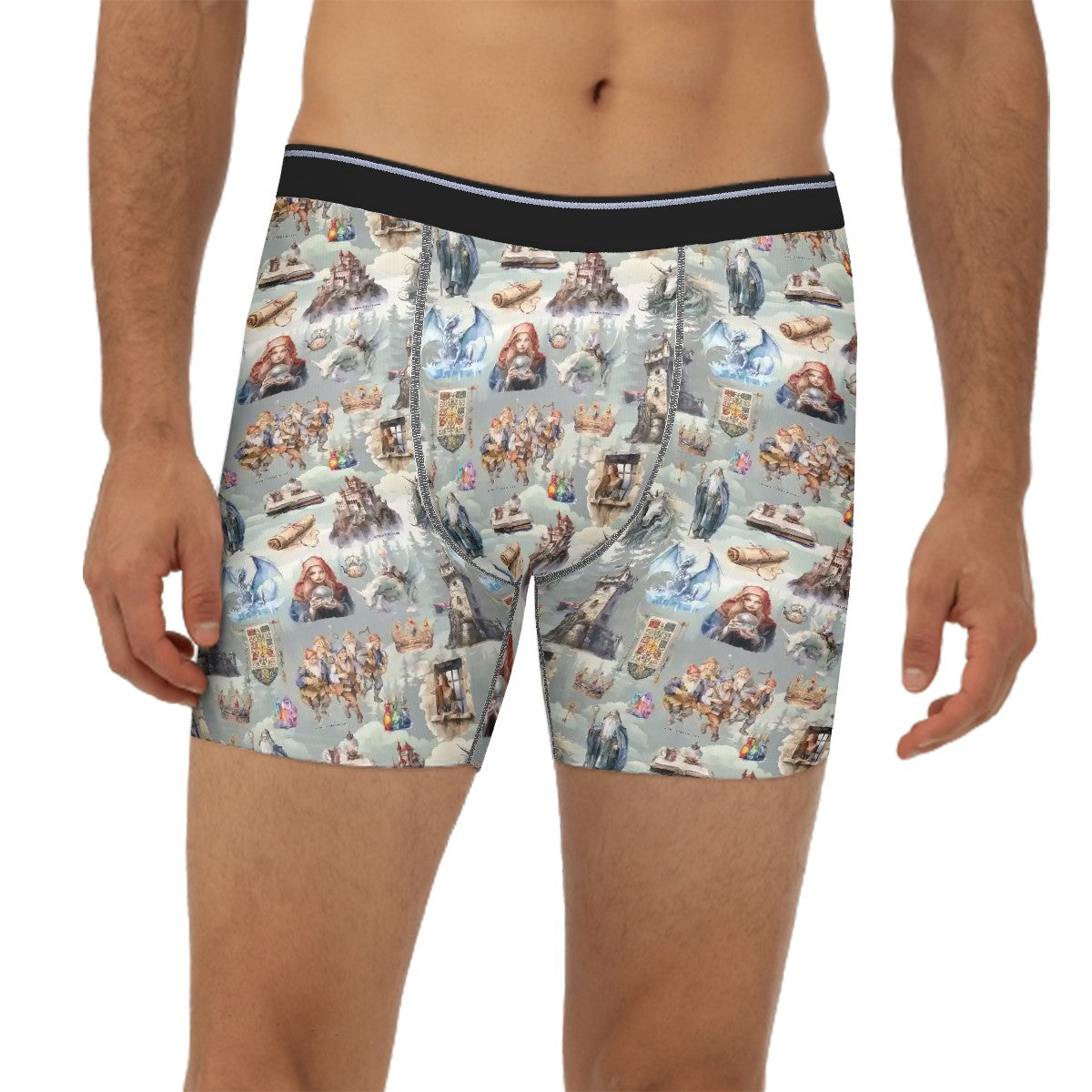 Awesome/Mythical Themed Men's Silky Polyester Extended Boxer Briefs Underwear