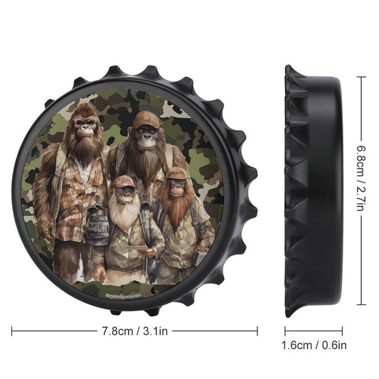 Bigfoot / Sasquatch Family, 3” Magnetic Can Opener / Coaster / Fridge Decor