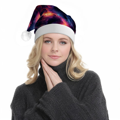 12 Galaxy Outer Space Designs, Adult Plush Santa Hat with Light