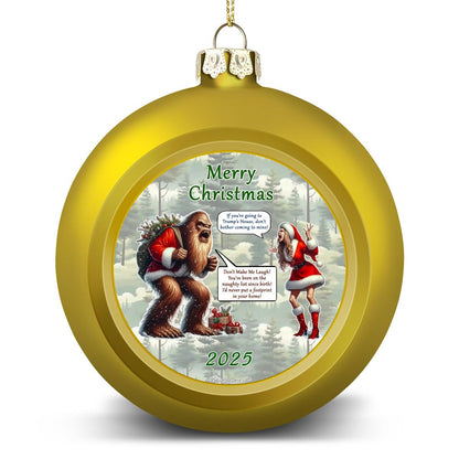 Sasquatch argue Woman, Christmas Ball Ornament, Tree Decoration, Holiday Décor