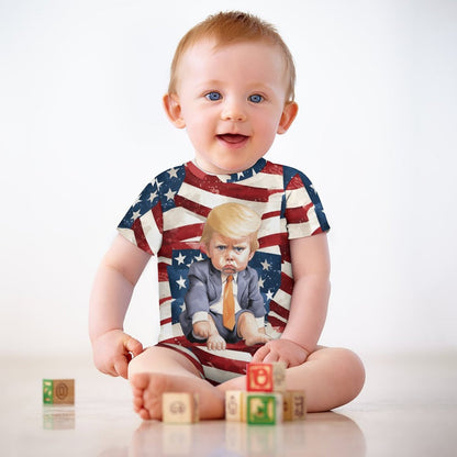 Baby Donald Trump, Faux Cotton Short Sleeve Baby Bodysuit Romper