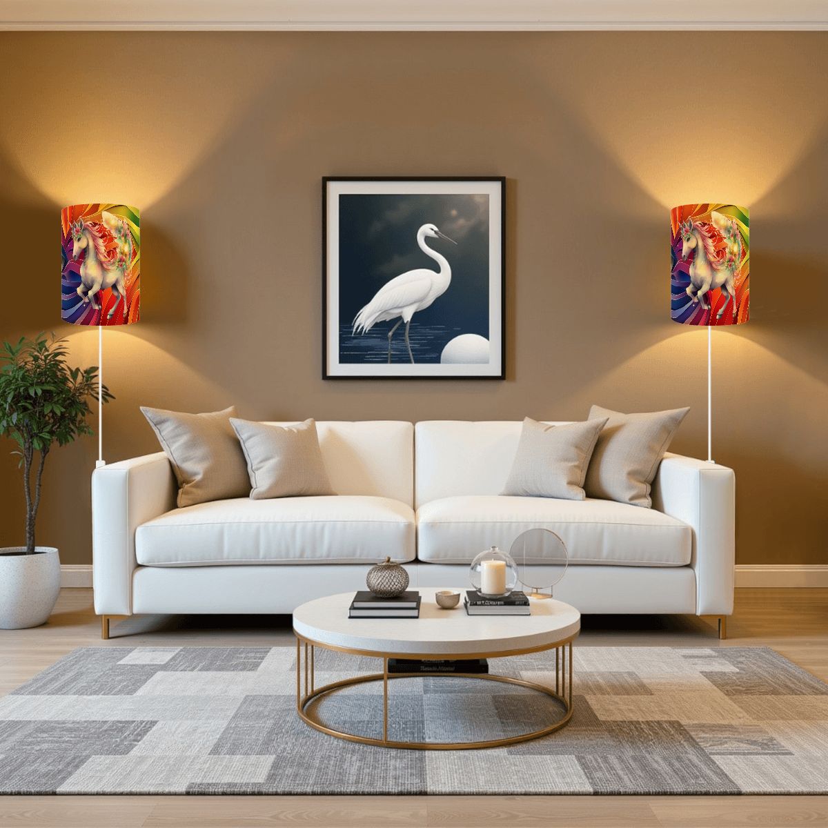 Unicorn Designs, Wall Sconces, Set of 2, Plug In