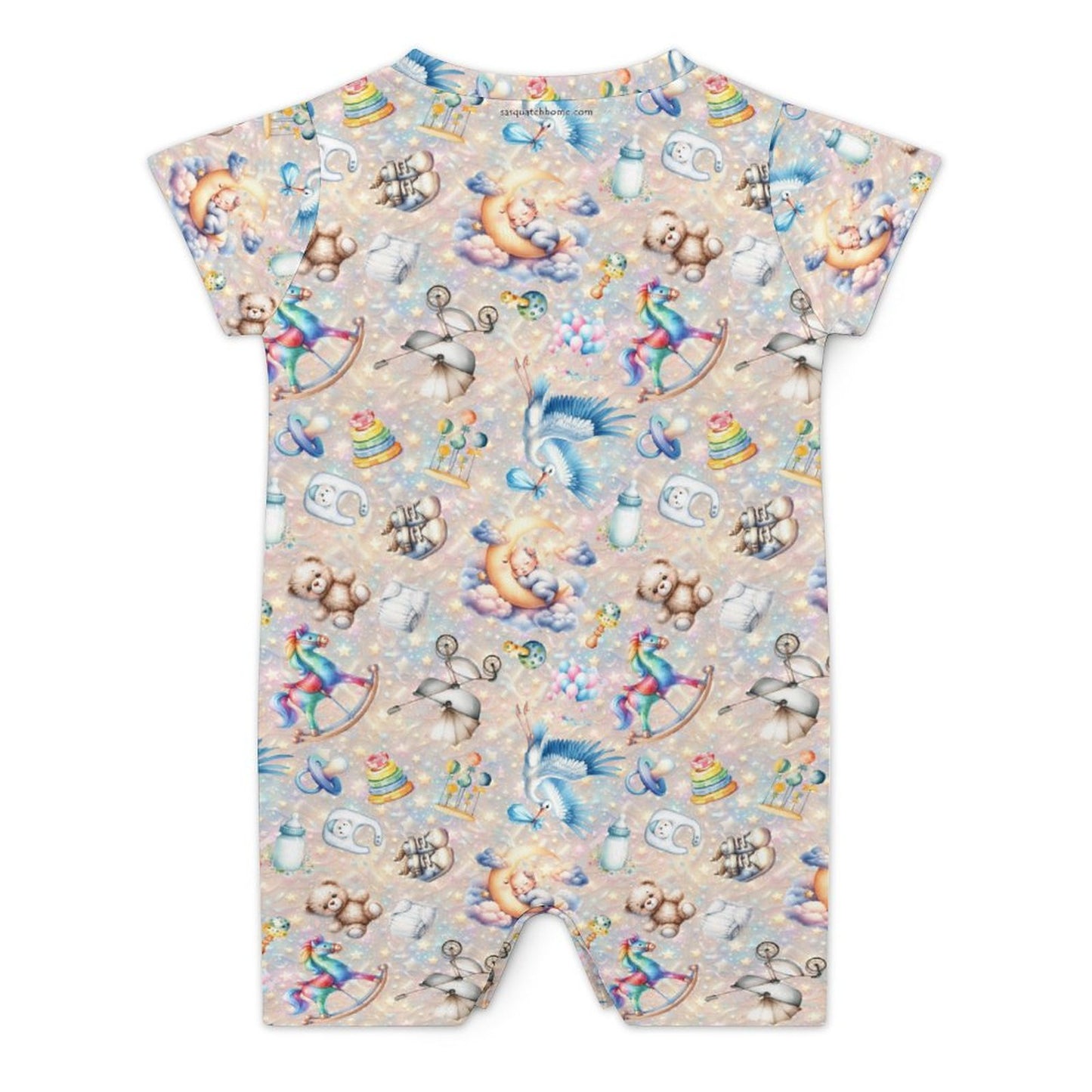 Welcome Baby, Faux Cotton Short Sleeve Baby Bodysuit Romper