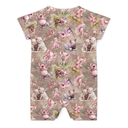 10 Animal Designs, Faux Cotton Short Sleeve Baby Bodysuit Romper