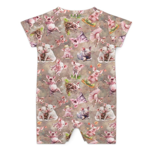 10 Animal Designs, Faux Cotton Short Sleeve Baby Bodysuit Romper
