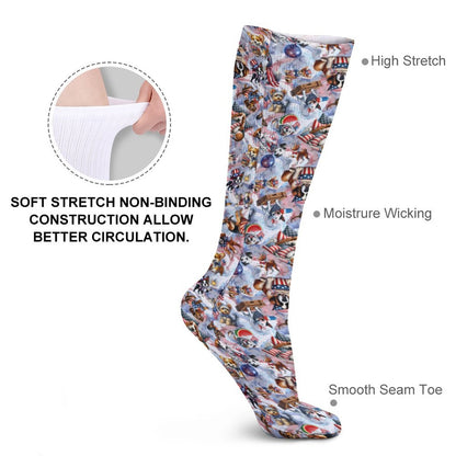 8 Patriotic Designs, 15.5 Inch Tube Socks