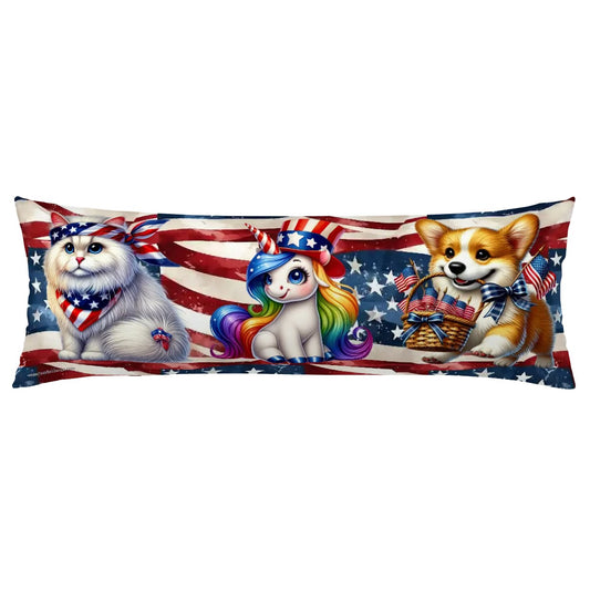 Patriotic Critters, Long Body Pillow Case