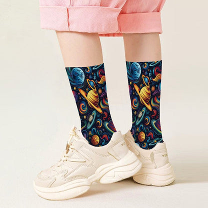 12 Beautiful Galaxy Space Designs, Children’s Polyester Socks