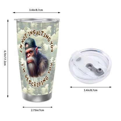 Sasquatch "Describing You", Themed 40 oz Travel Coffee Mug with a Straw