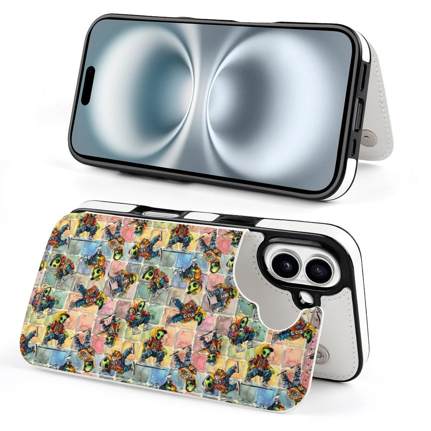 6 Alien Designs, iPhone 16 Faux Leather Wallet Case