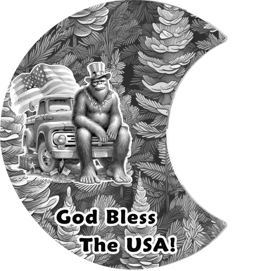 Hand Made Wood, Bigfoot, Sasquatch "God Bless the USA"  Wall Calendar + Lifetime Gift!