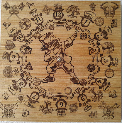 Hand Made Wood "Irish Dab" , Laser Etched Mechanic Clocks 2 Sizes