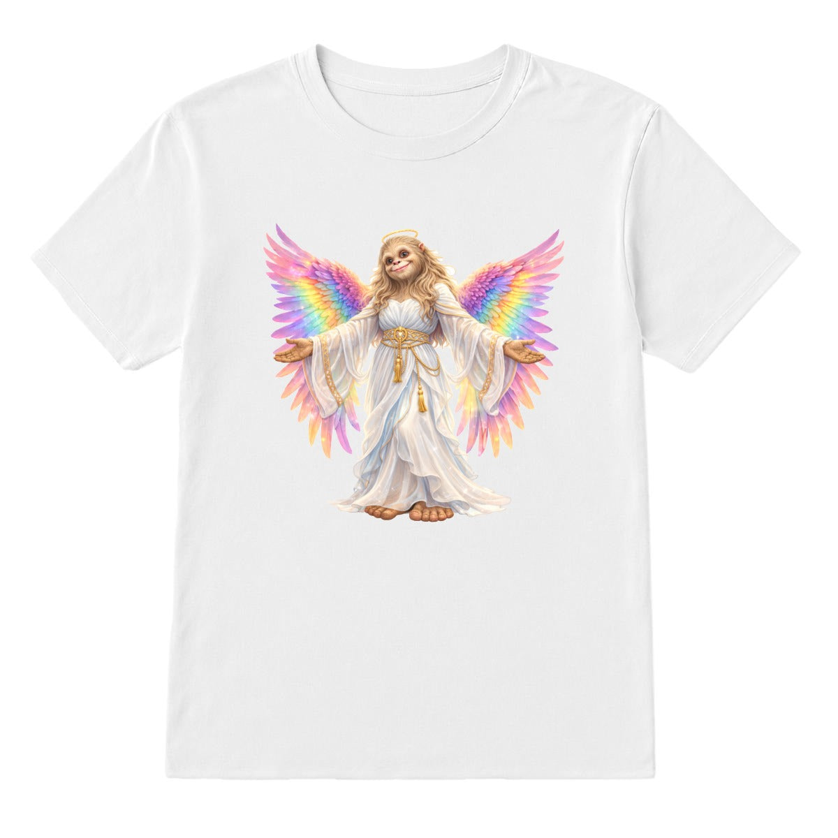 Bigfoot Sasquatch Rainbow Angel, Unisex Gildan 5000 Cotton T