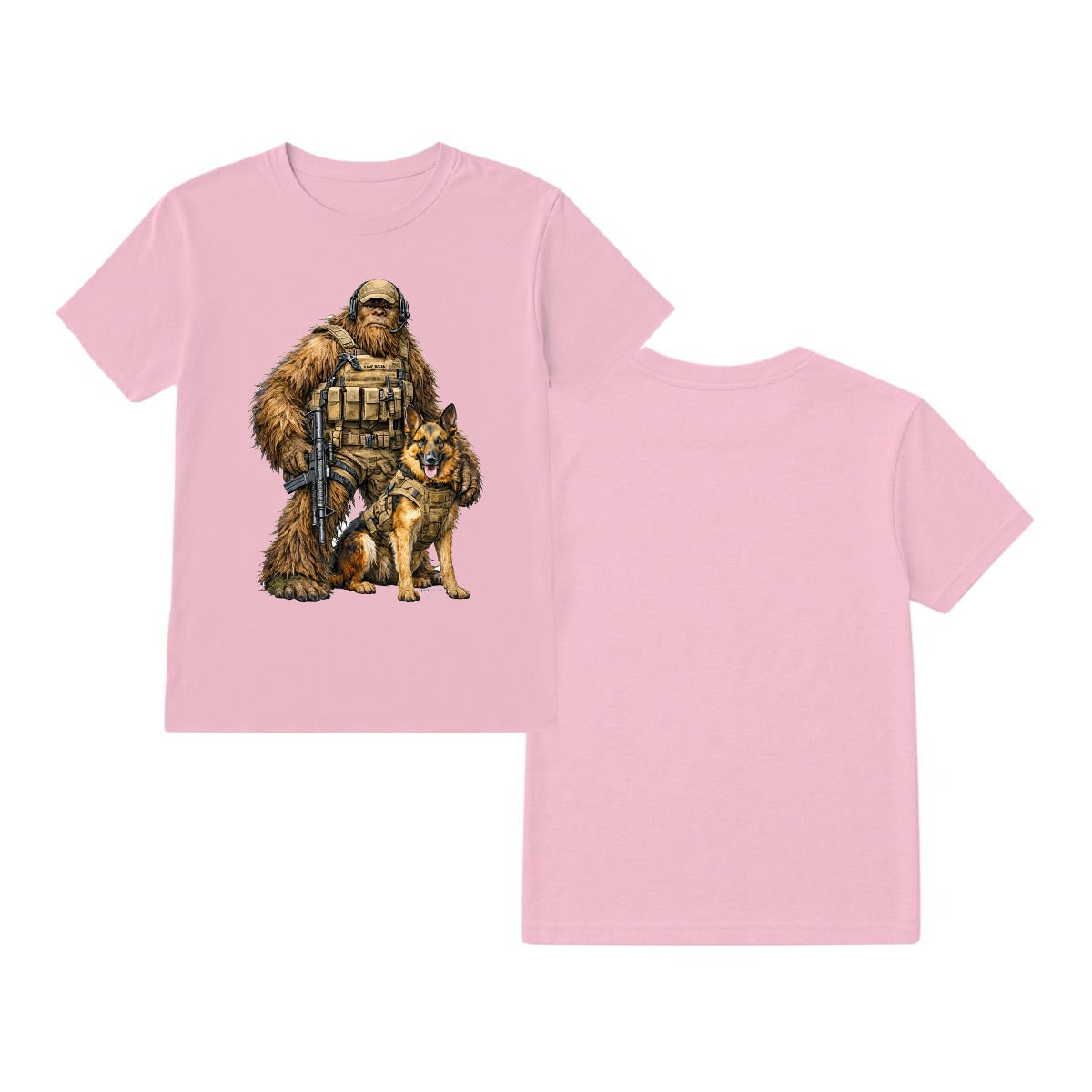 Bigfoot Sasquatch Soldier & Dog, Gildan 5000 T-Shirt