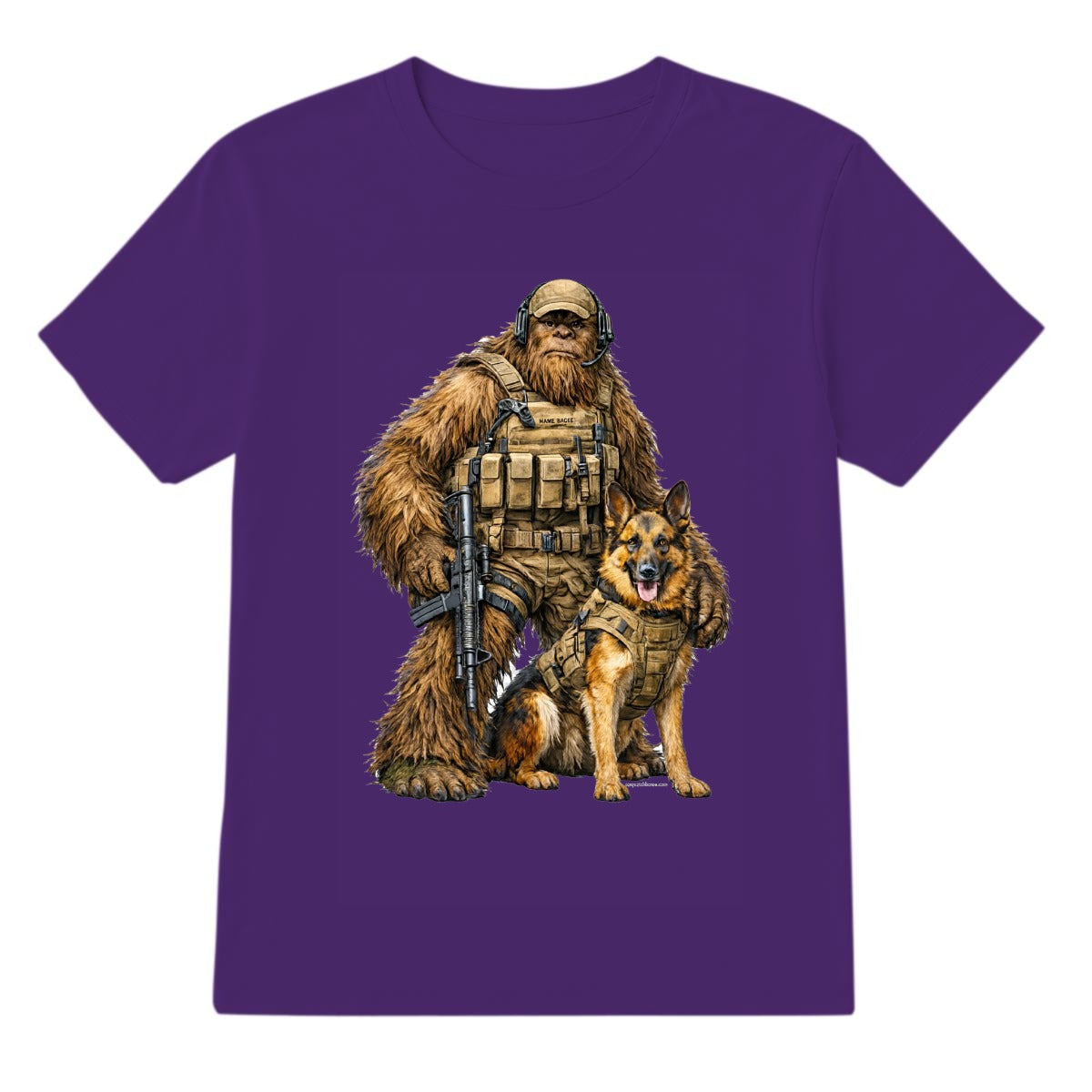 Bigfoot Sasquatch Soldier & Dog, Gildan 5000 T-Shirt