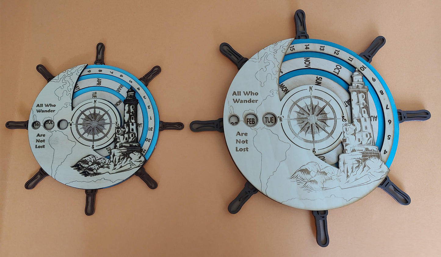 Hand Made / Painted Wood Lighthouse Calendar + Lifetime Gift!
