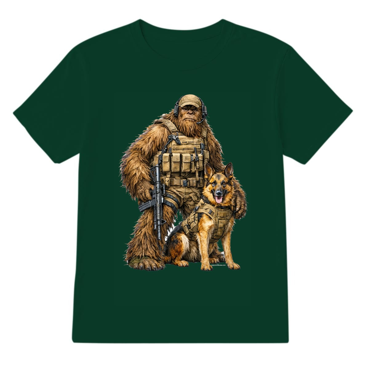 Bigfoot Sasquatch Soldier & Dog, Gildan 5000 T-Shirt