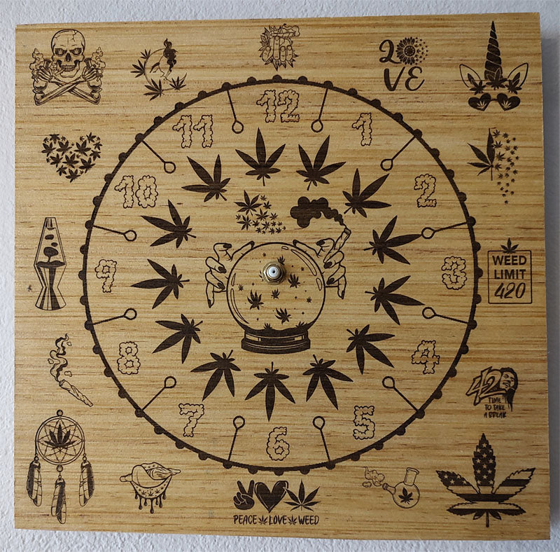 Hand Made Wood "Mary Jane Crystal" , Laser Etched Mechanic Clocks 2 Sizes