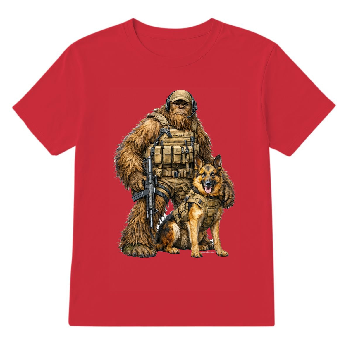 Bigfoot Sasquatch Soldier & Dog, Gildan 5000 T-Shirt