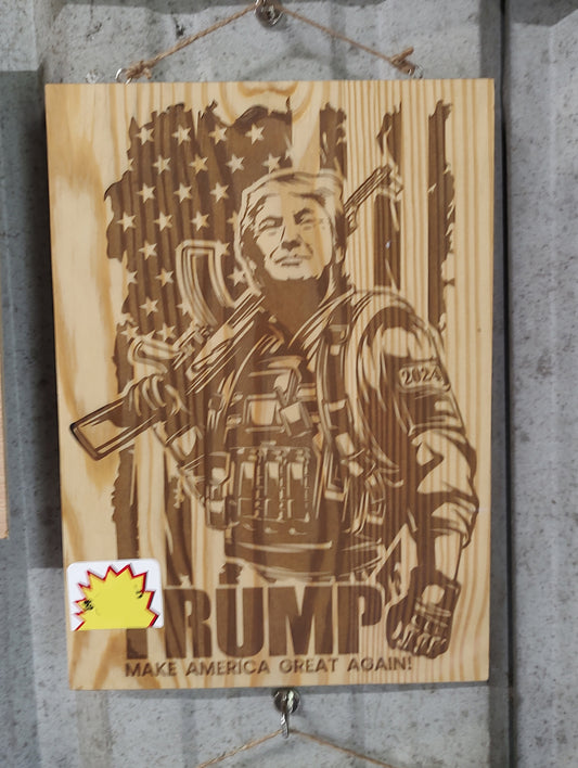 10" x 12" Pine Plaque Top Hanging Sign, Donald Trump 1