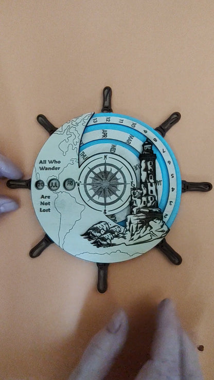 Hand Made / Painted Wood Lighthouse Calendar + Lifetime Gift!