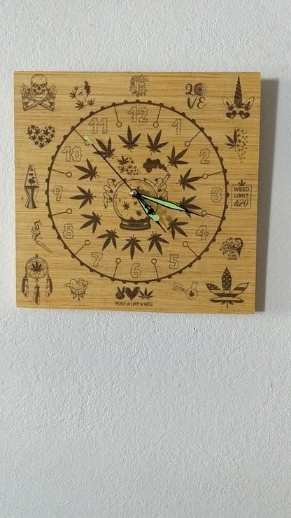 Hand Made Wood "Mary Jane Crystal" , Laser Etched Mechanic Clocks 2 Sizes