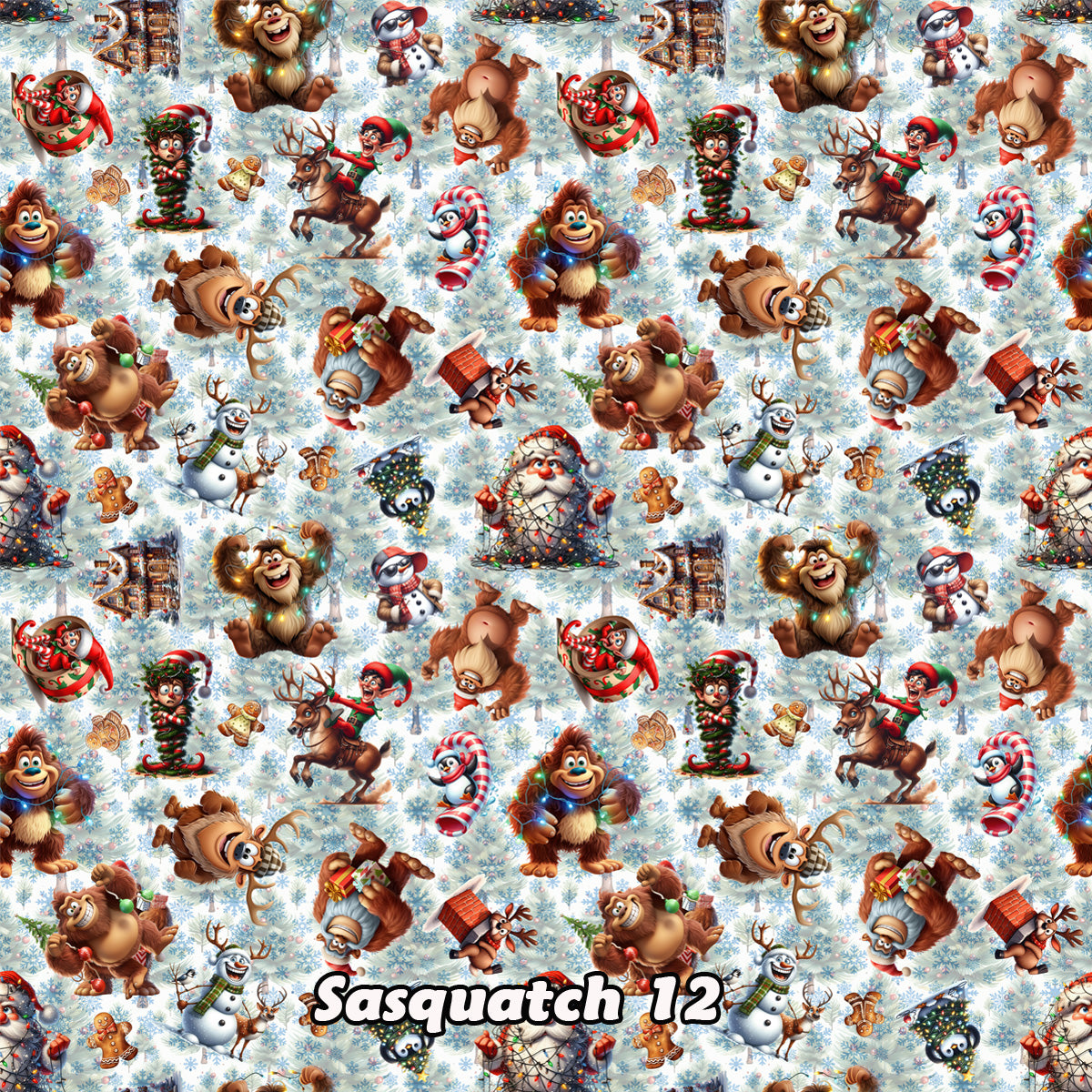 Christmas Bigfoot Sasquatch 12, 3 Pack Gift Wrapping Paper Sheets - Over 300 Square Feet of Gift Wrap