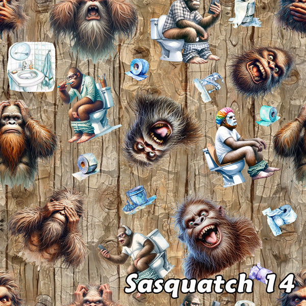20 Bigfoot, Sasquatch Designs Quilt Cotton Fabric