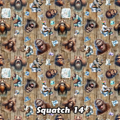 Toilet Bigfoot Sasquatch 14, 3 Pack Gift Wrapping Paper Sheets - Over 300 Square Feet of Gift Wrap