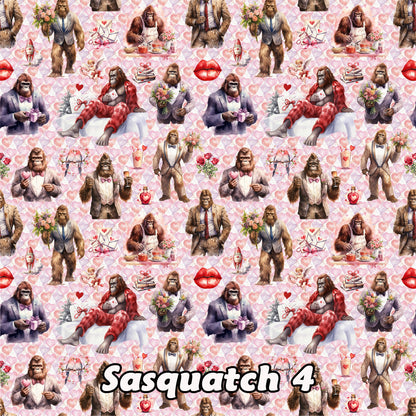 Valentine Bigfoot Sasquatch 4, 3 Pack Gift Wrapping Paper Sheets - Over 300 Square Feet of Gift Wrap