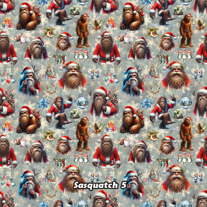 Christmas Bigfoot Sasquatch 5, 3 Pack Gift Wrapping Paper Sheets - Over 300 Square Feet of Gift Wrap