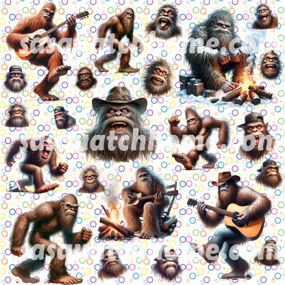 20 Bigfoot, Sasquatch Designs Quilt Cotton Fabric